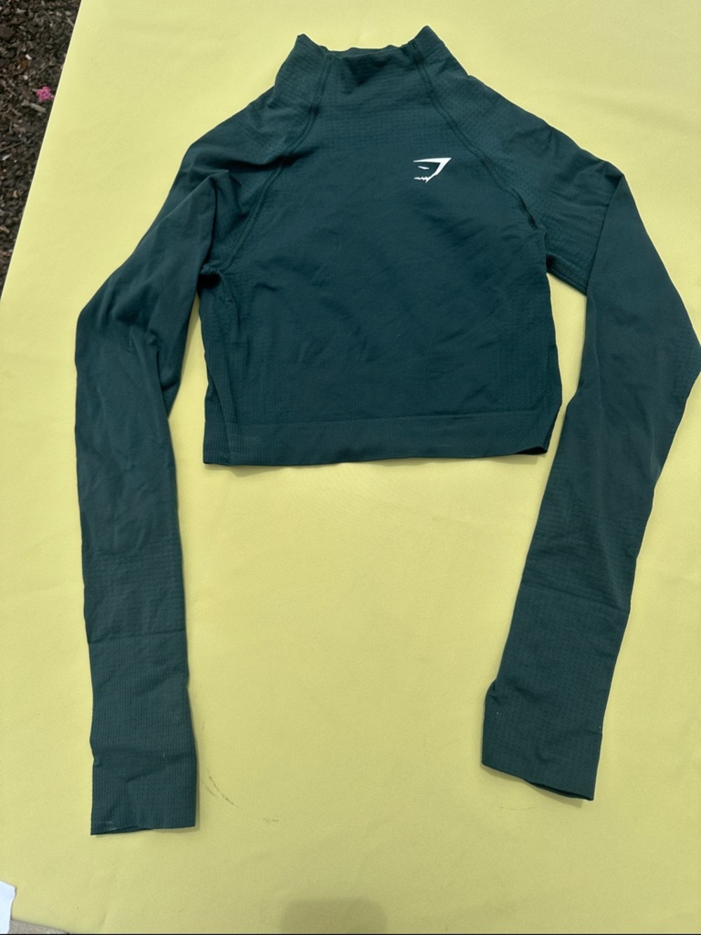 Gymshark Dark Teal Cropped Seamless Long Sleeve Top
